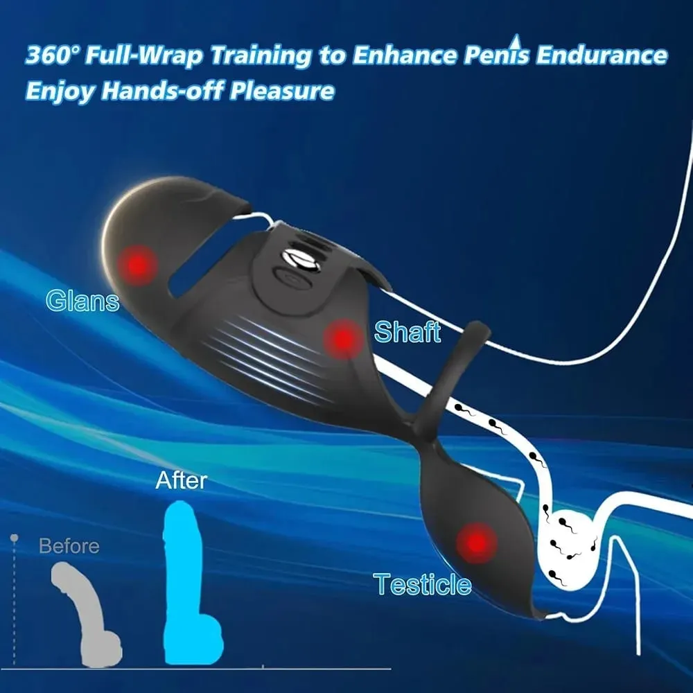 4-in-1 Adjustable Male Masturbator Penis Vibrator Trainer Penis Exerciser Stroker with Cock Ring Testicle Masturbators Sex Toys — image 5