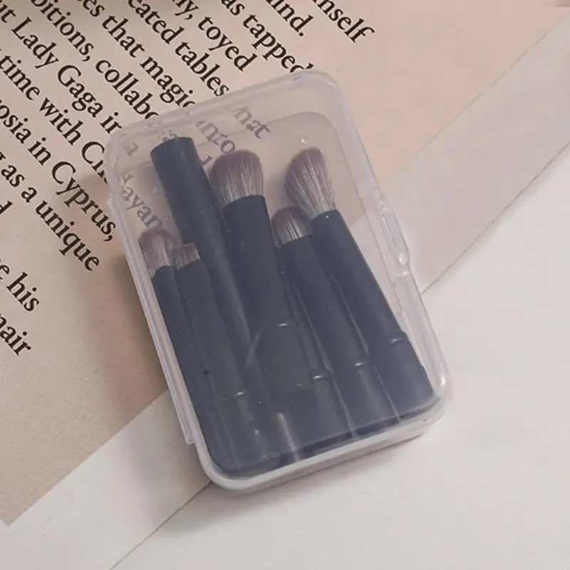6pcs Portable Mini Makeup Brush Set with Detachable Travel Contour Concealer Brush Eyeshadow Brush and Double-ended Makeup Brush — image 2