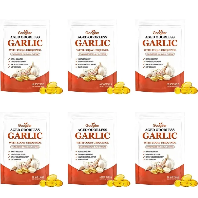 Googeer Aged Odorless Garlic Softgels with CoQ10 Ubiquinol Vitamin K2 (MK-7) for Circulation & Cholesterol Support 60 Softgels — image 11