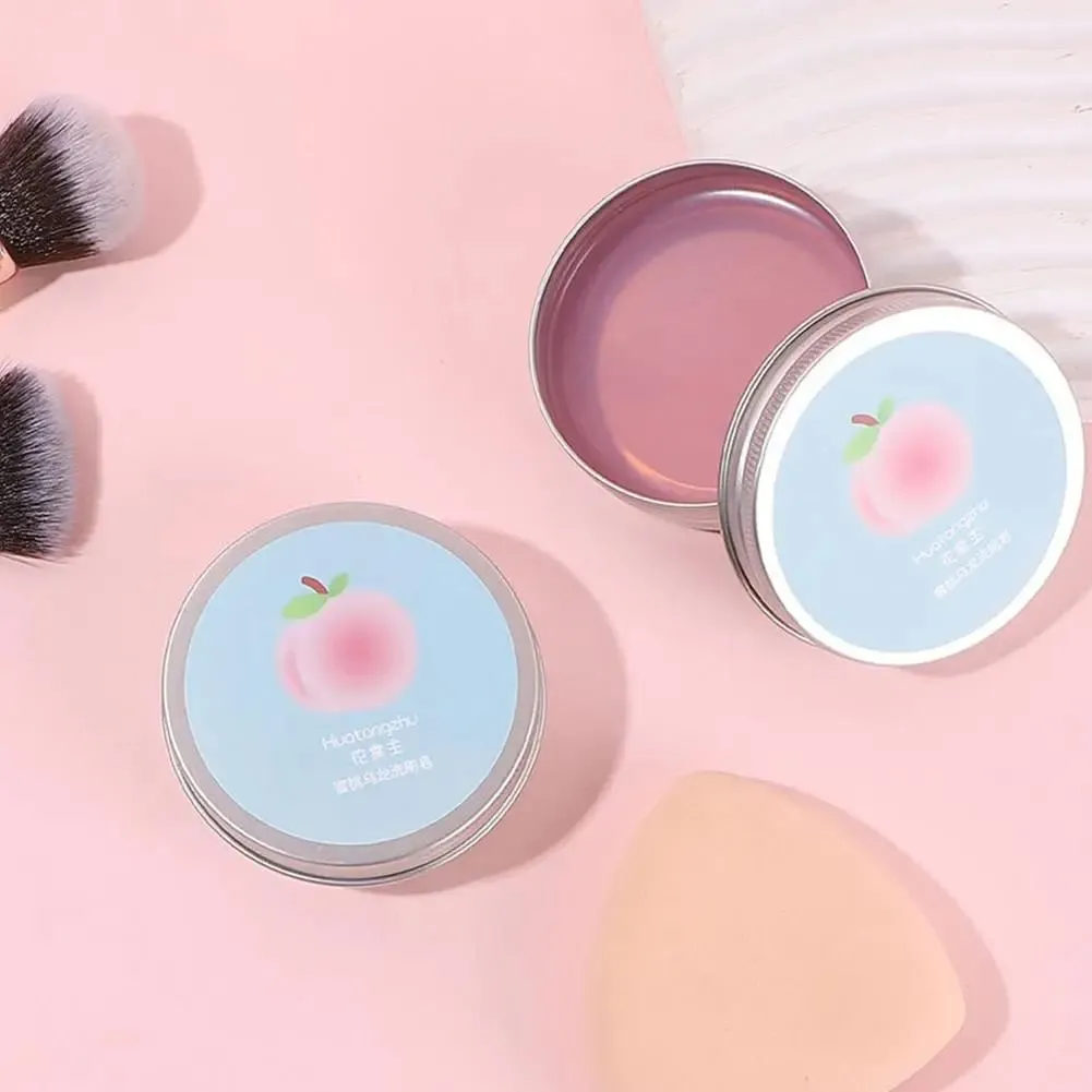 Portable Makeup Brush Cleaning Soap Peach Scented Solid Cleanser For Makeup Sponge & Brushes Travel Friendly Cosmetic Wash Tool