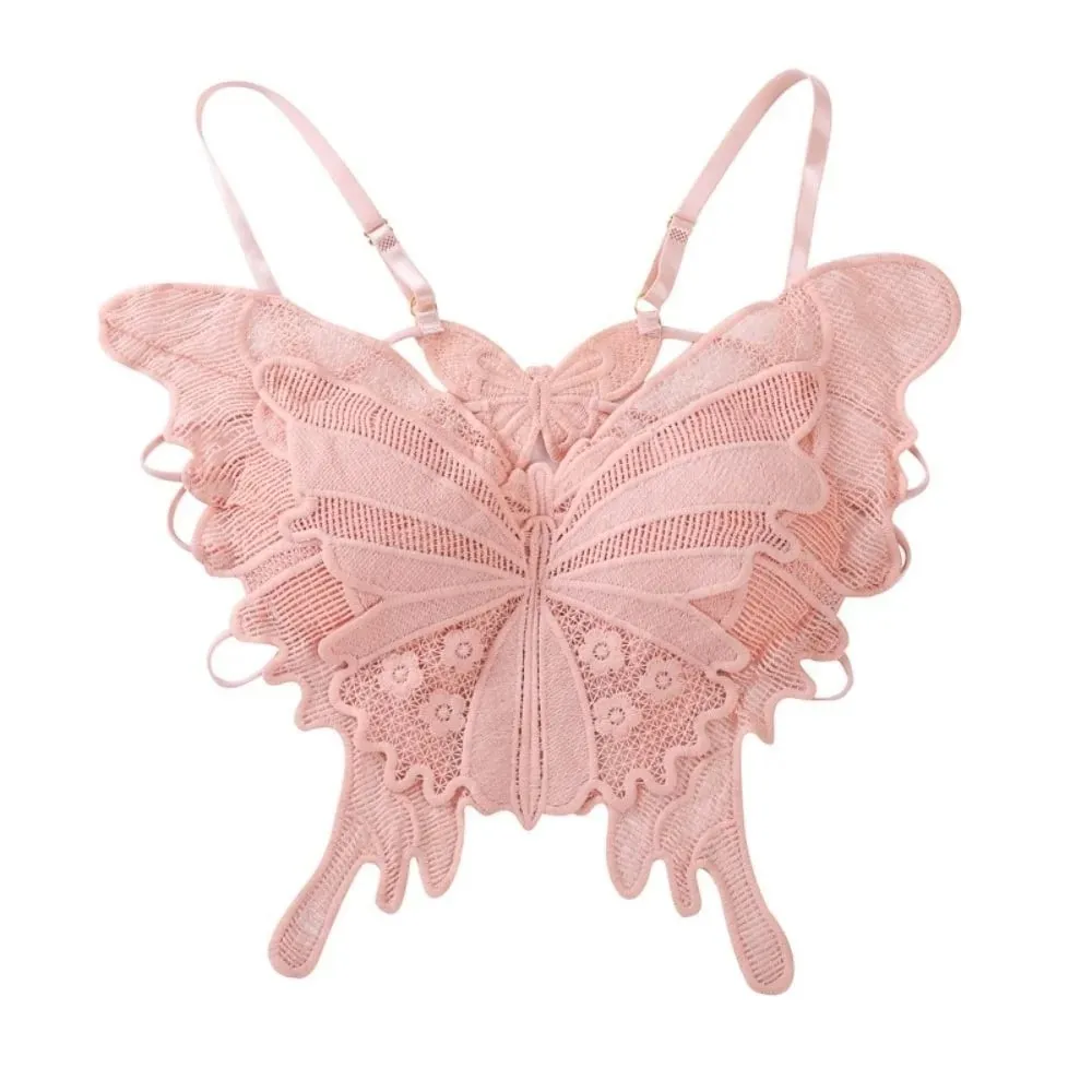 Fashion Backless Butterfly Bras Padded Slim Fit Lace Camisole Flower Korean Style Hollow-out Vest Tops Streetwear — image 8