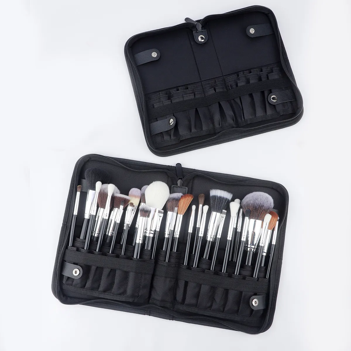 Large Black Foldable Makeup Bag 14-40 Hole Storage Organizer for Beauty Brushes Cosmetic Pouch with Handles — image 5