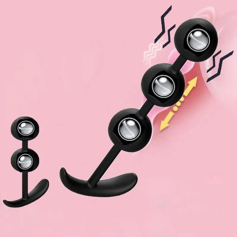 【S】Wearable Anal Plug with Built-In Steel Balls Vaginal Butt Plug Anal Dilator Prostate Massage G Spot Stimulator Adult Sex Toy