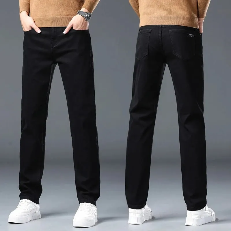 Men's New Stretch Straight Jeans Business Versatile Trendy Youth Casual Regular Long Pants for Spring Autumn Male Denim Trousers — image 5