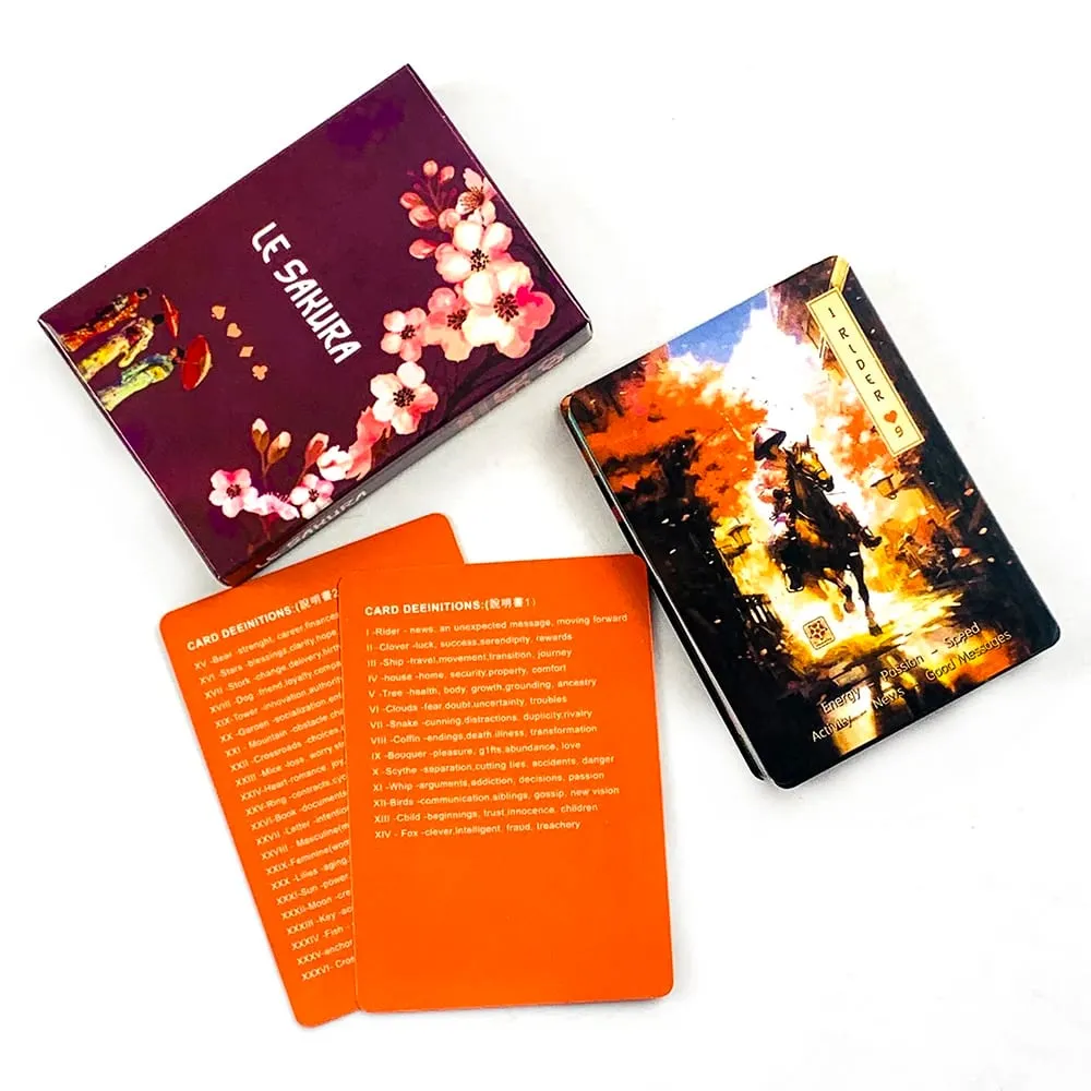 Nouveau jeu de cartes Le Sakura 36 cartes fleurs de cerisier élégant et Compact comprend un guide idéal pour les pratiques spirituelles de voyage — image 3