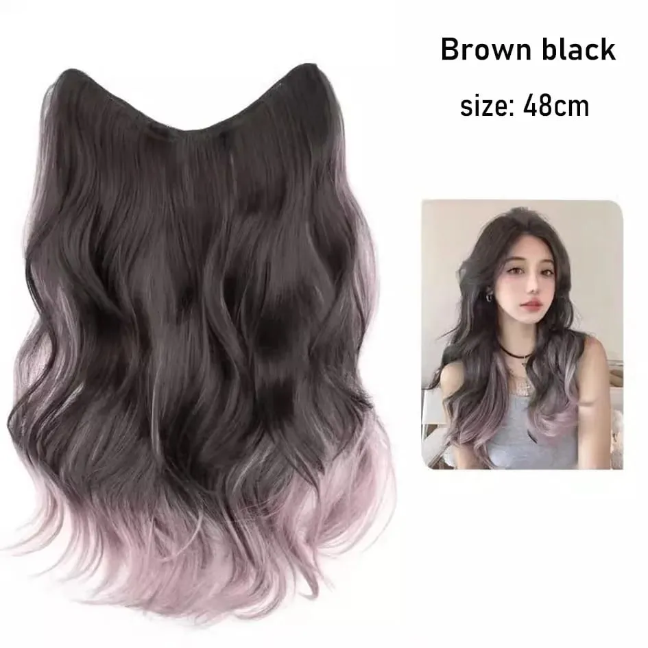 Synthetische 5 Clip 50 cm farbige Haarverlängerungen, Wasserwellen-Perücke, rosa Perücke, graue Perücke, Clip-on-Haarverlängerungen, Weihnachten — image 12