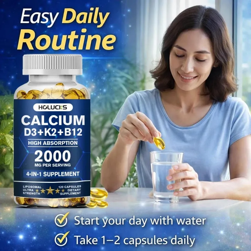 Calcium Supplements with Vitamin D3 K2 Support Bone Muscle TeethHealth Replenish Joints Calcium Absorption — image 3
