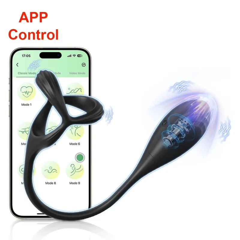 APP Control Vibrating Butt Plug Cock Ring Prostate Massager for Men for Gay Anal Vibrator Penis Ring Adult Sex Toy for Men — image 11