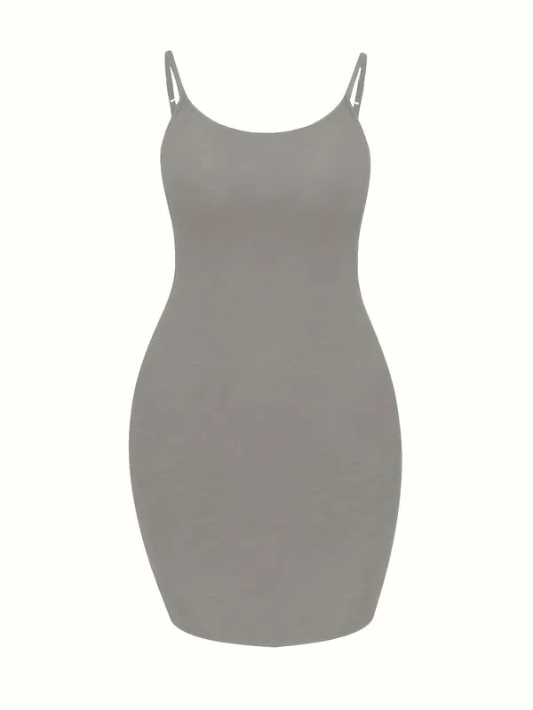 Plus Size Royal Blue Adjustable Spaghetti Strap Bodycon Mini Cami Dress — image 9