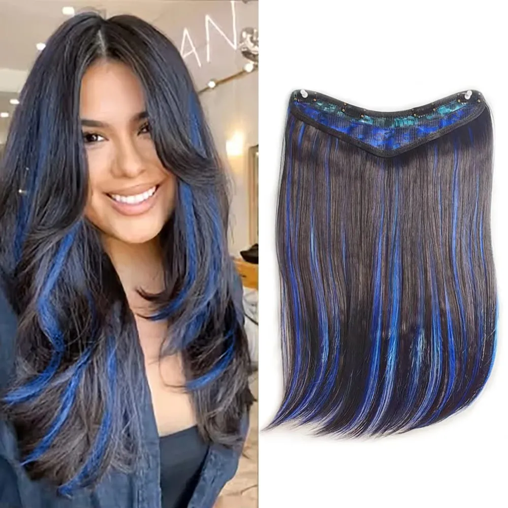 18inch V-shaped clip in hair extension layered hair extension adds volume.made of synthetic fiber for women — image 2