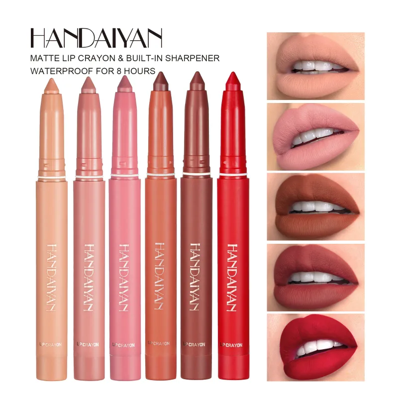 Rossetto opaco rosso ciliegia impermeabile Matita labbra sexy Matita rimpolpante Matita labbra rosa nudo naturale Contorno labbra Trucco contorno