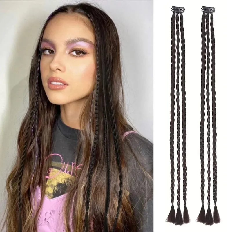2Pcs Clip‑in Y2K Boxer Braid Ponytail One Clip Three Braids Long Synthetic Fake Hair Extensions For Women — image 9