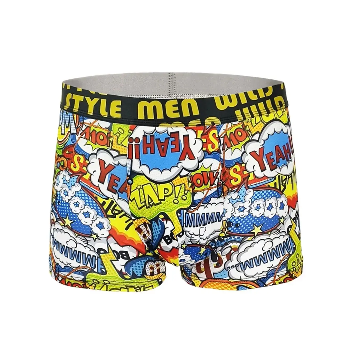 Men's 10-Pack Polyester Boxer Briefs - Random Graffiti & Pop Art Pattern Assortment, "FASHION" Waistband Underwear Set — image 2
