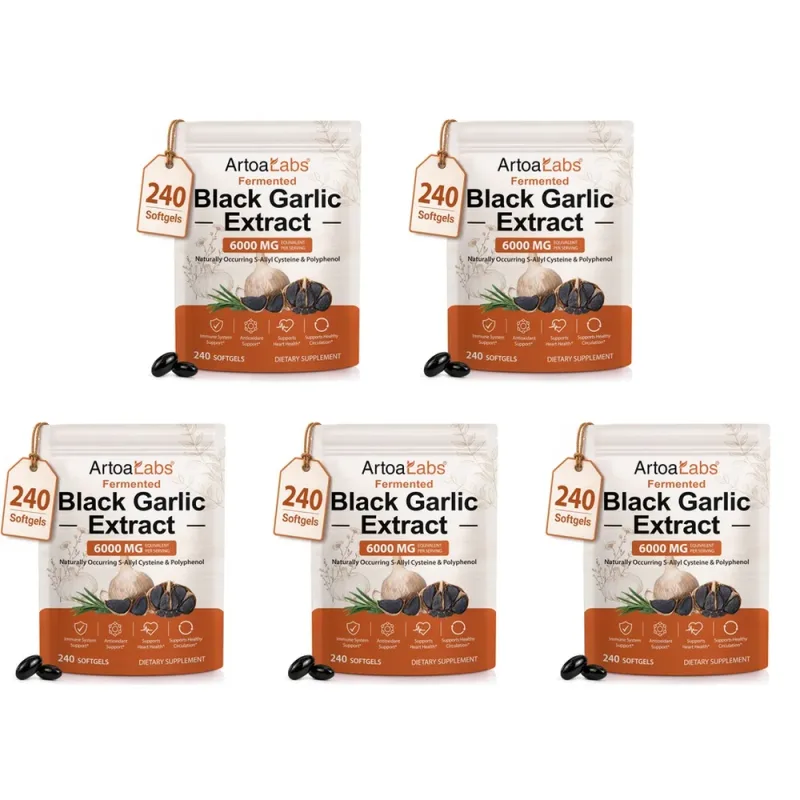 Fermented Black Garlic Extract Softgels 6000mg Equivalent Supplement for Daily Wellness Antioxidant Immune Support 240 Softgels — image 12