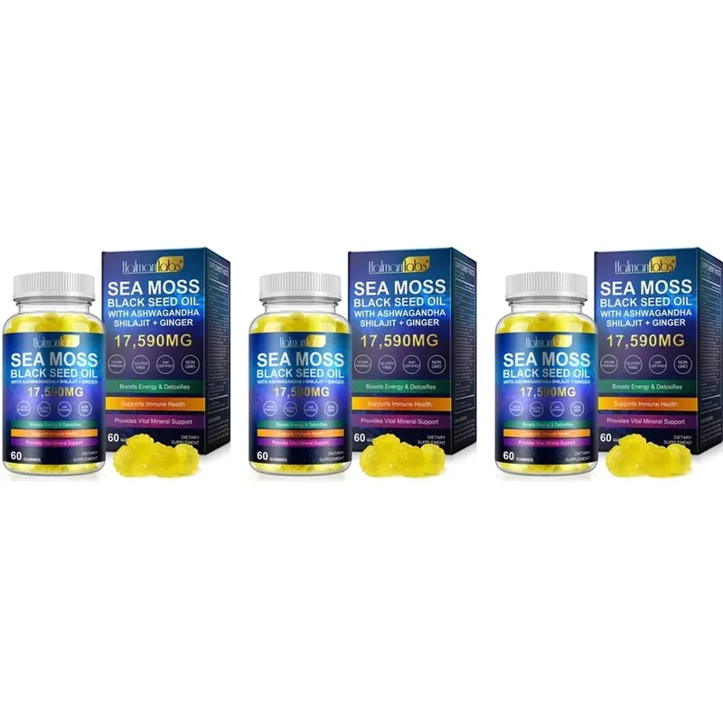 HalmanLabs Sea Moss Black Seed Oil Gummies with Vitamin C and Vitamin D for Immune Health and Vital Mineral Support 60 Gummies — image 9