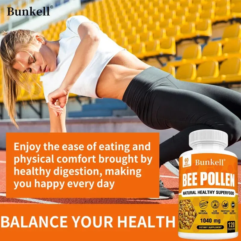 Bienenpollen-Ergänzungsmittel, 100 % natürlich, roher Bienenpollen, vegetarische Kapseln, probiotisches Superfood, Verdauung, Immununterstützung und Energie — image 6