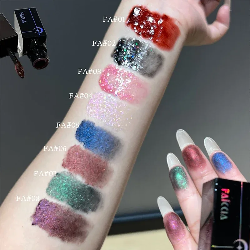 8 สี Glitter Watery Lip GLOSS Diamond Pearlescent METALLIC ลิปสติก Lasting Moisturizing ไม่เหนียวเหนอะหนะแต่งหน้าปาร์ตี้ฮาโลวีน