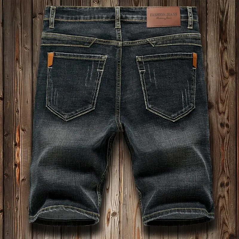 Summer Shorts Jeans Men Denim Pants Stretch Dark Blue Fashion Design Men's Jeans Slim Straight Male Short Jeans Hombre — image 4