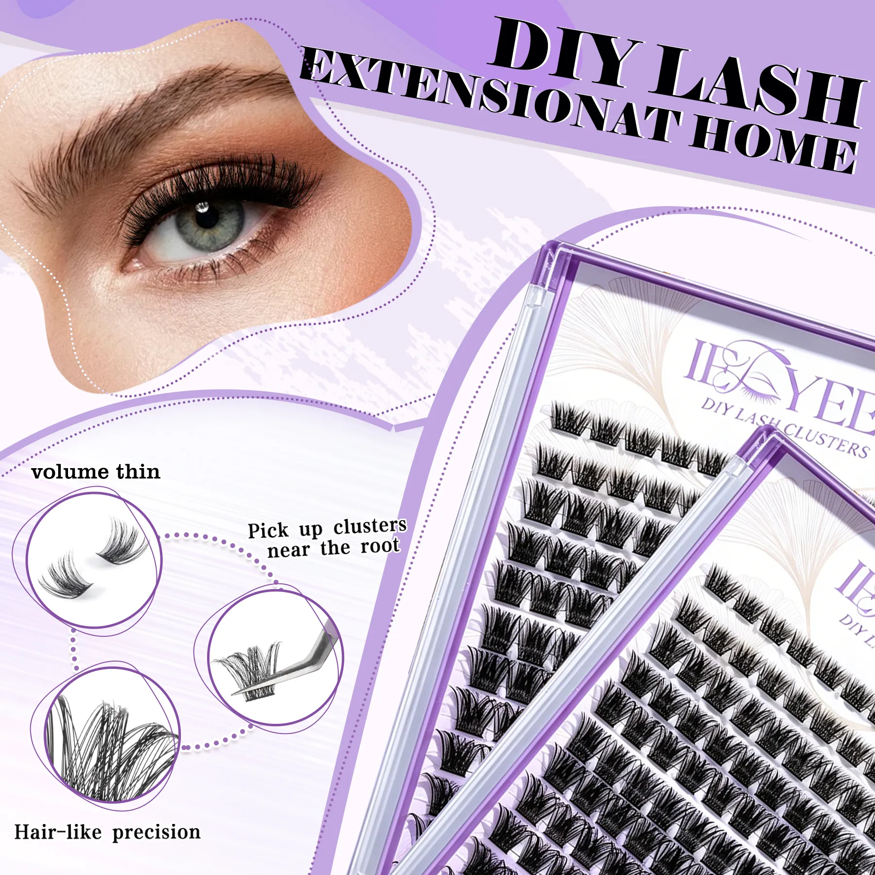 Wispy Thick Lashes Clusters Natural Fluffy Segmented Lashes 3D Individual Volume Lash 8-16mm Mixed DIY Eyelash Extension — image 5