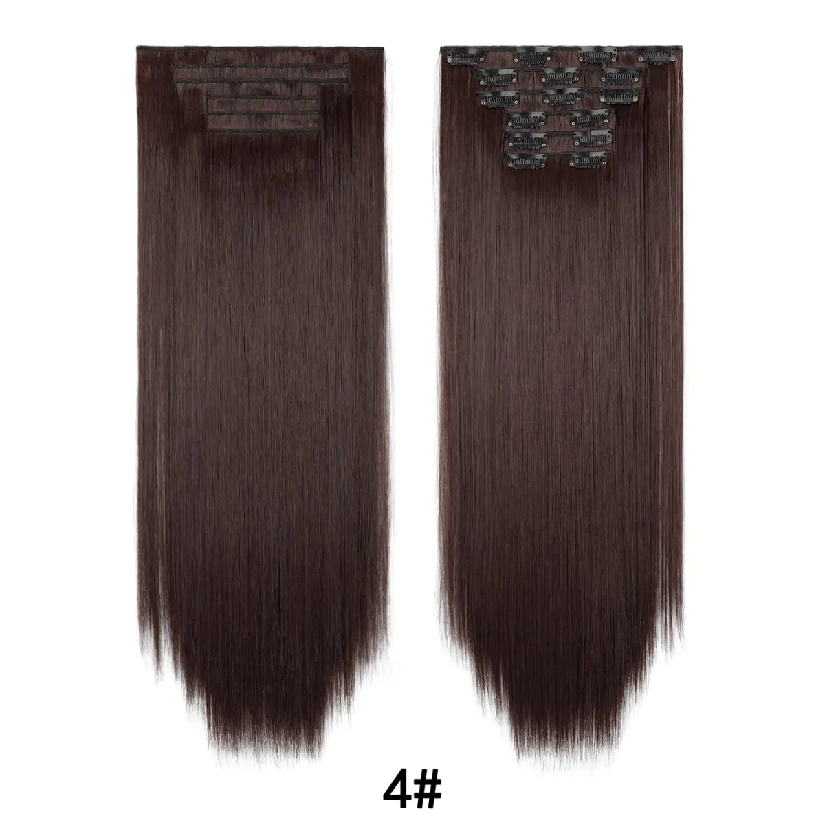 Jeedou Jeedou 6Pcs Clip In Straight Hair Extensions 60cm Long Synthetic Hair Pieces With 16 Clips Heat Resistant Hair For Women