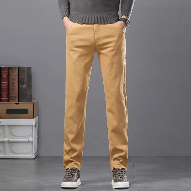 2026 New Cotton Elastic Men's Jeans Spring Fitted Straight Business Casual Trousers Soft Comfortable Fashion Korean Denim Pants — image 9