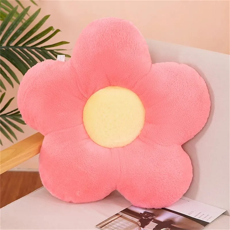 Practical 35cm Kawaii Colorful Flower Plush Pillow Cushion Soft Sunflower Plant Mat Stuffed Sofa Bed Sleeping Back Decor Gifts