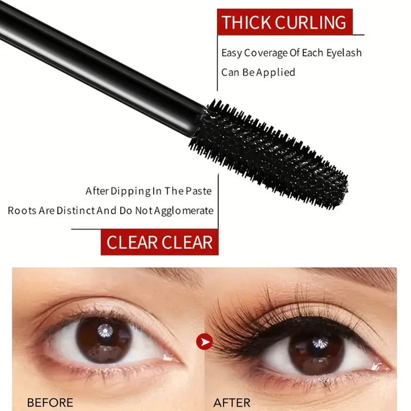 5D Black Waterproof Mascara Lengthens Eyelashes Extension Thick Silk Fiber Mascara Female Makeup Eye Cosmetics Tools for Gifts — image 3
