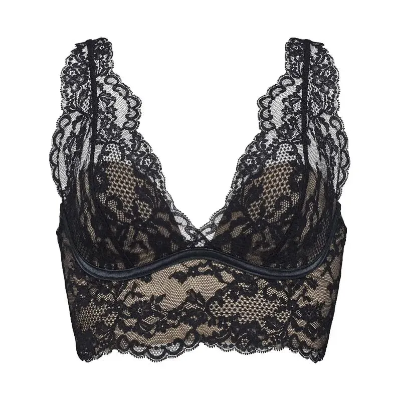 Women French Lace Bralette Push Up Gathering No Underwire Backless Bra Sets Sheer Lingerie Outerwear Camisole Summer Tops S- XL — image 1