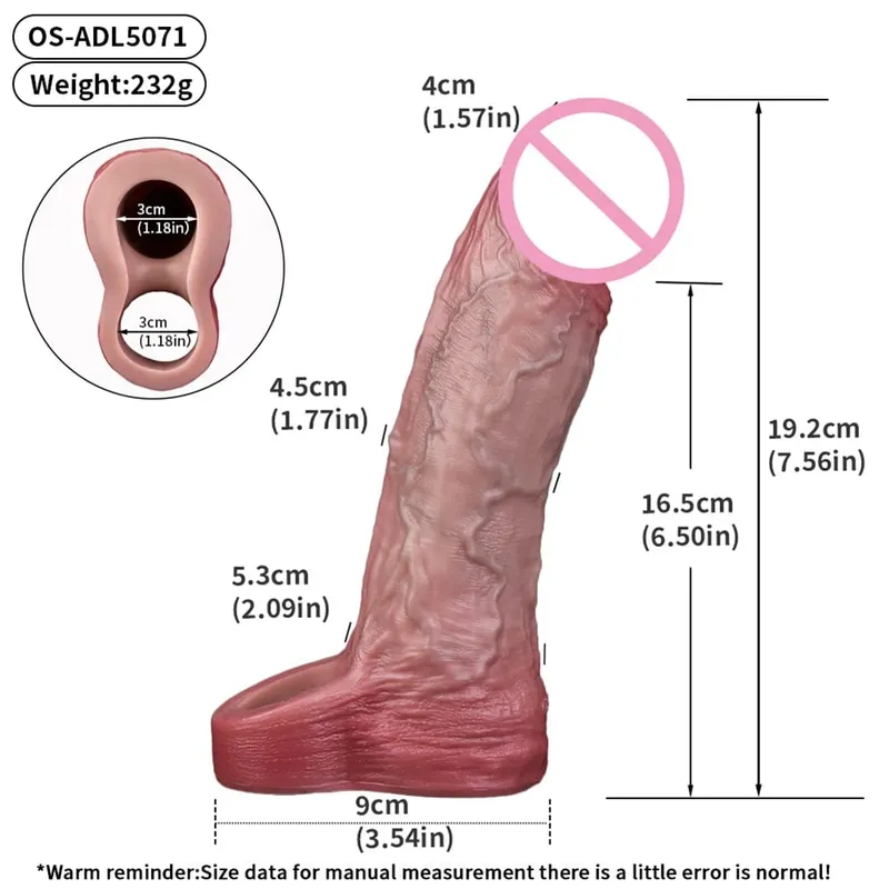 Reusable Penis Sleeve with Realistic Closed Head And Cock Ring Dick Enlargement Comdom Delay Ejaculation Sex Toys for Men — image 11