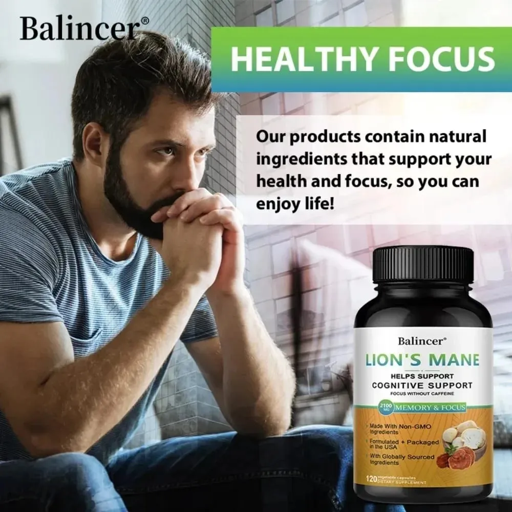 Lion's Mane Mushroom Supplements - Supports Brain Health Cognitive Clarity Improved Focus and Enhanced Energy — image 2