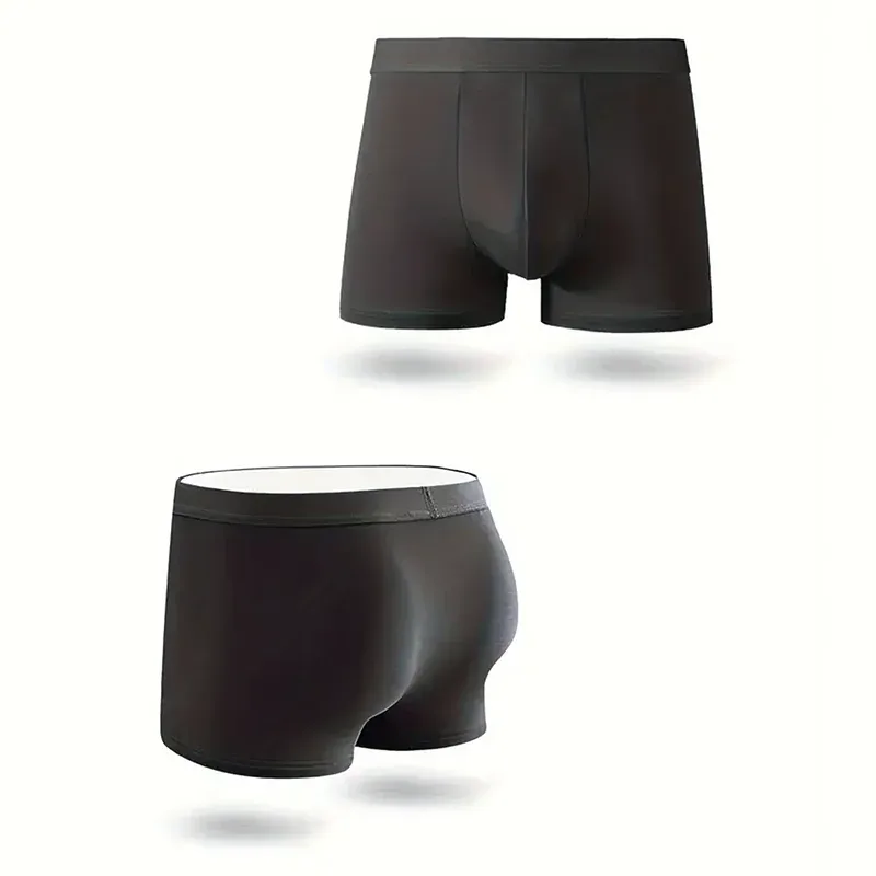 3-Piece Set Of Pure Black Breathable Ice Silk Men's Flat Leg Pants, Comfortable, Casual, And Sporty Men's Square Leg Pants — image 3