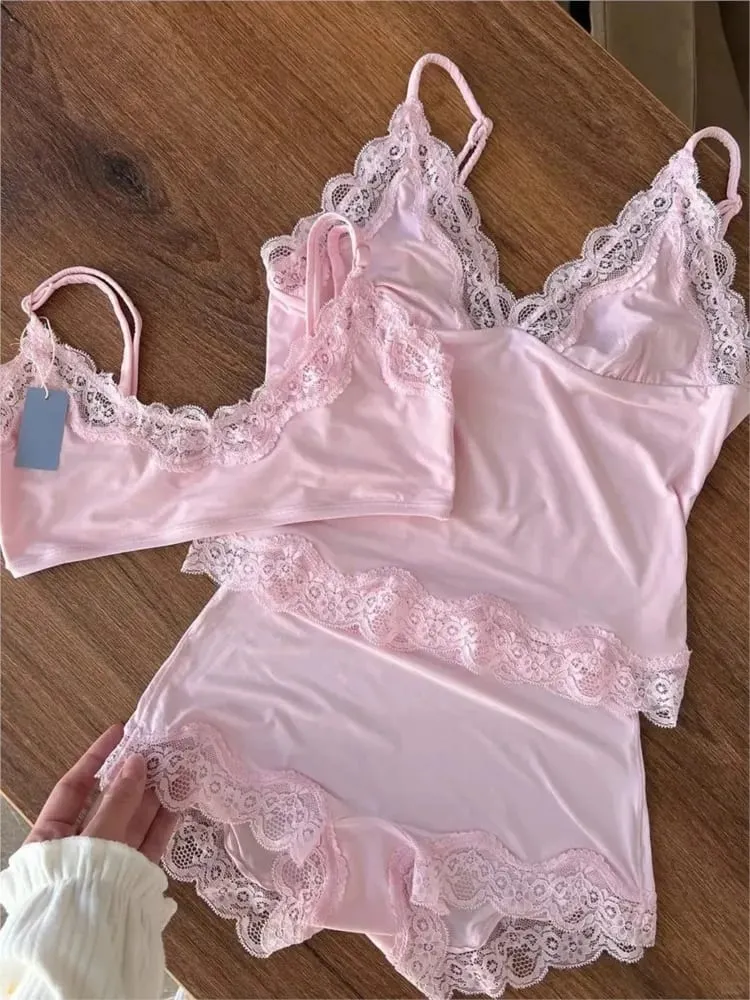 Solid Lace Thin Underwear Sets Women Slim Lift Comfortable Minimalist Without Steel Ring Bra Suit Sweet Y2K Sport Bras and Panty — image 3