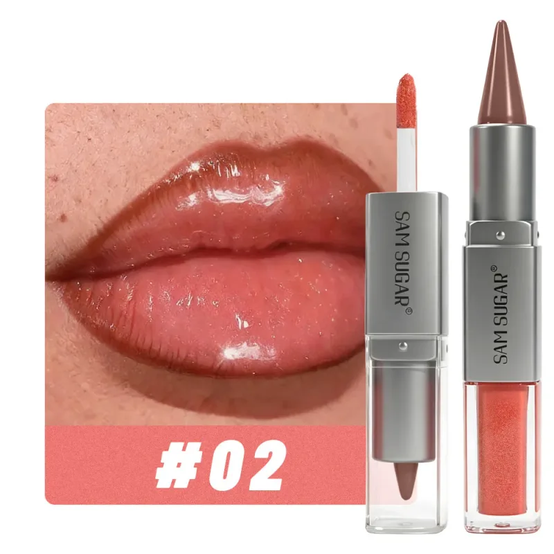 2 σε 1 Lip Liner & Lip Gloss Dual Ended Hydrating Non Stick Lipstick Matte Velvet Outline Crayon με γυαλιστερό γυαλιστερό Lip Glaze — image 10