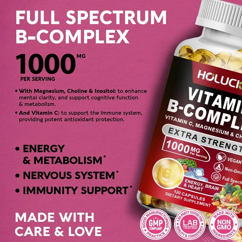 High Absorption B-Complex Capsules with Biotin & Folate Support Mood Balance Immune Skin & Nails Health for Daily Life — image 5