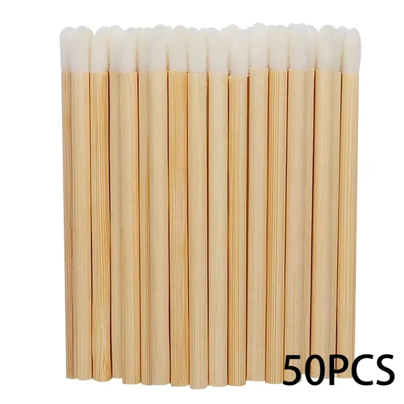 50/100pcs Lip Brushes Bamboo Handle Lip Brushes Lipstick Gloss Wands Applicator Makeup Tool For Eyelashes Extension Accessories — image 9