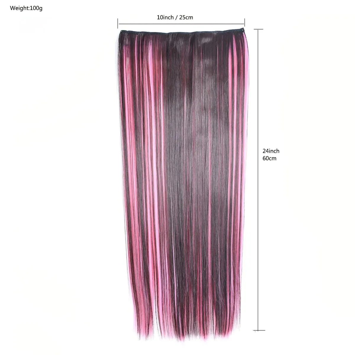 Jeedou Piano Color Hairpiece Clip-In Hair Extension 5-Clips One Piece Long Straight Synthetic Hair For Girls Ladies Daily Use