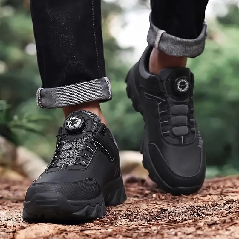 Men Fashion Casual Sneakers Rotary Buckle Design Patchwork Upper Thick Non‑slip Sole Daily Walking Shoes — image 6