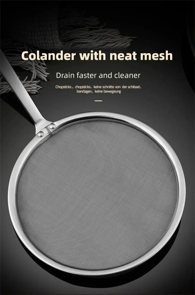 Filter Scoop Stainless Steel Fat Skimmer Spoon Fine Mesh Strainer Food Strainer With Handle Kitchen Oil Skimmer Strainer — image 8