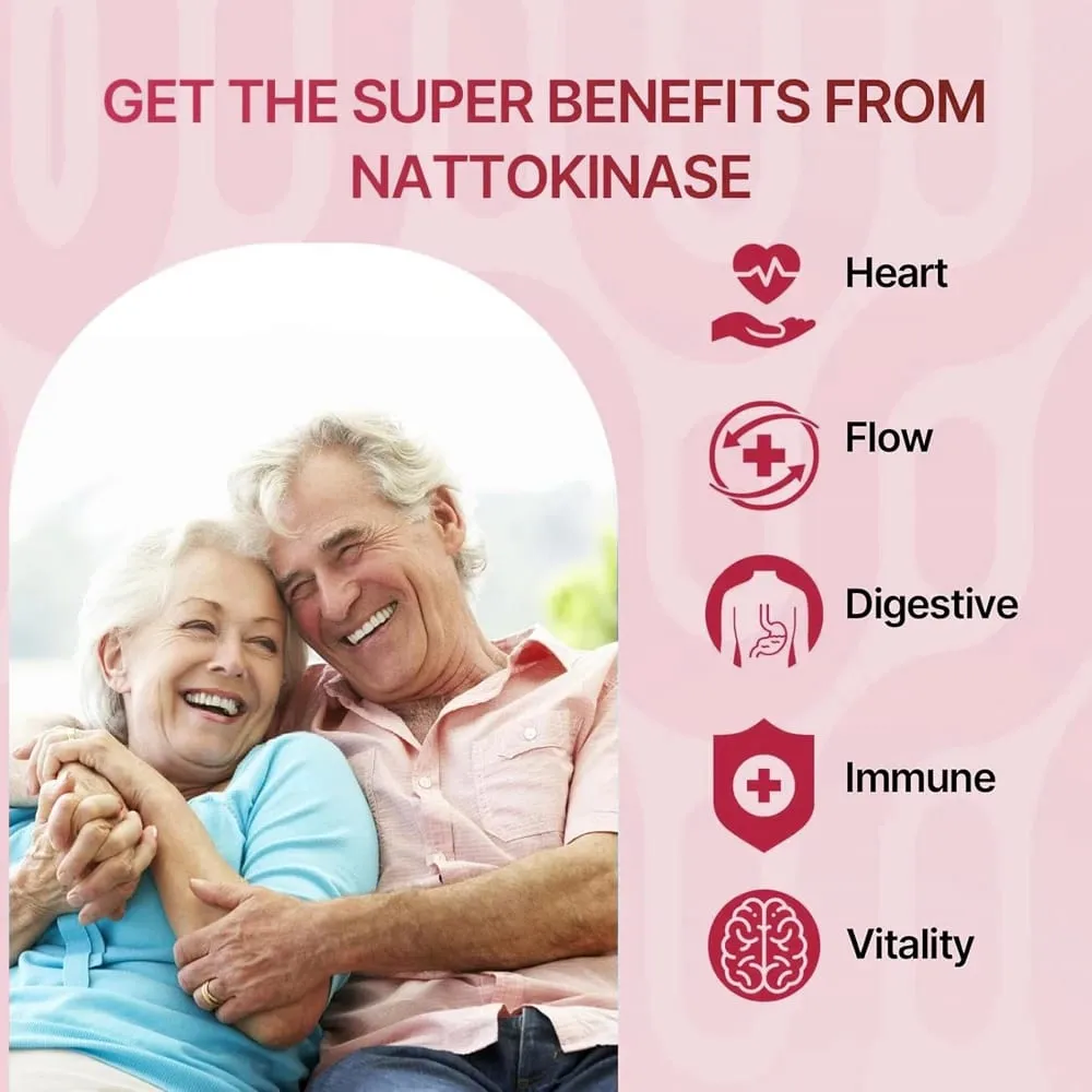 Nattokinase Supplement with CoQ10 Red Yeast Rice Quercetin Bromelain Support Blood Flow Heart Health Digestive Aid Energy — image 4