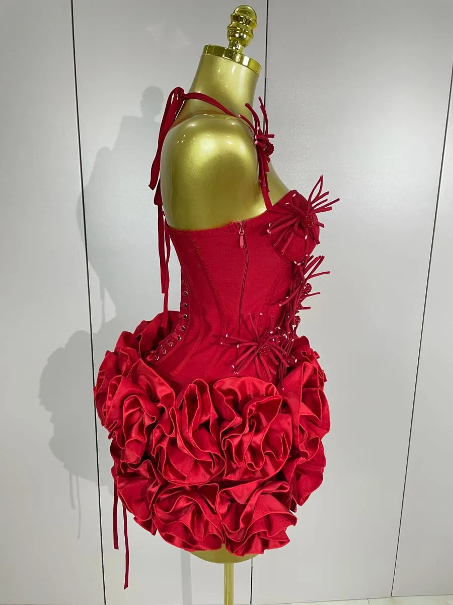 Sexy Halter Prom Gown Celebrity Club Tweedelige Set Cocktail Elegante Damesmode Luxe Verjaardagsfeestje Rood Zwart Bandage Outfit — image 4