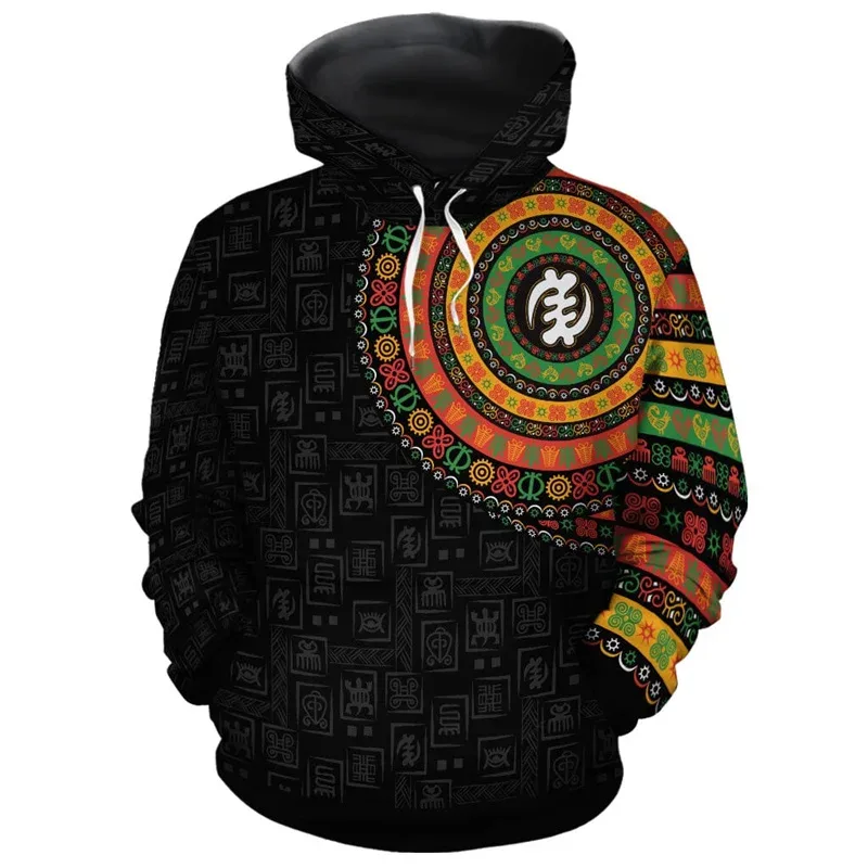African Ethnic Tribes Unique Graphic Hoodie For Men Ethnic Printed Clothing Hooded Coat Loose Harajuku Street Vintage Hoodies — image 1