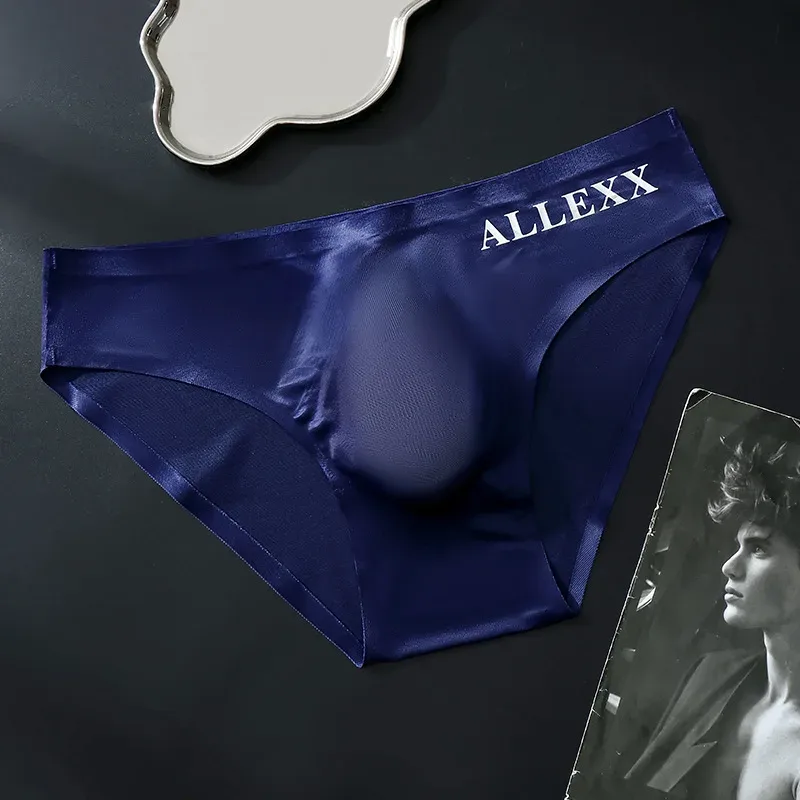Men's Seamless Ice Silk Briefs Sissy Convex Pouch Panties Ultra-thin See Through Lingerie Underpant Elastic Low Rise Underwear — image 10