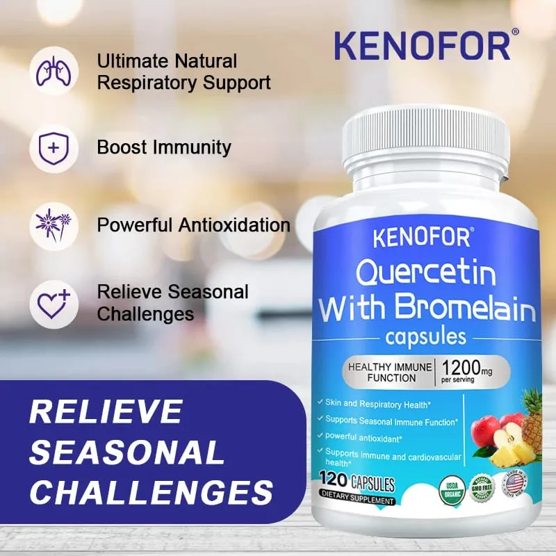 Quercetin + Bromelain Complex Capsules 1200mg - Immune Joint & Digestive Support with Vitamin C & D3 30/60/120 Counts — image 4