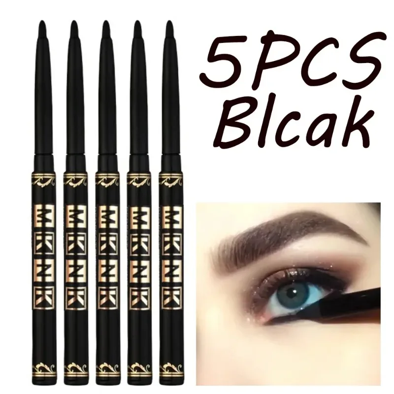 1-12pcs Waterproof Black Eyeliner Pencil Smudge-Proof Easy Twist Application Eye Gel for Beginner-Friendly Bold Punk Eye Makeup