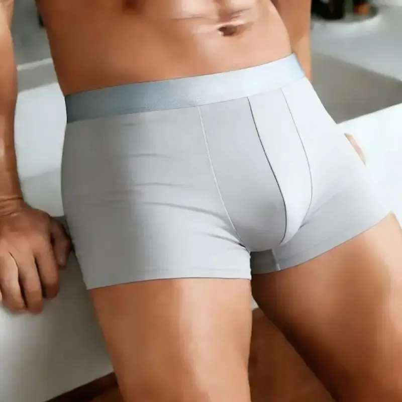 Men's Ice Silk Boxer Briefs Solid Color Quick-Dry Underwear Soft Breathable Low-Rise Trunks S-6XL Boys Underwear Boxershorts Men — image 3