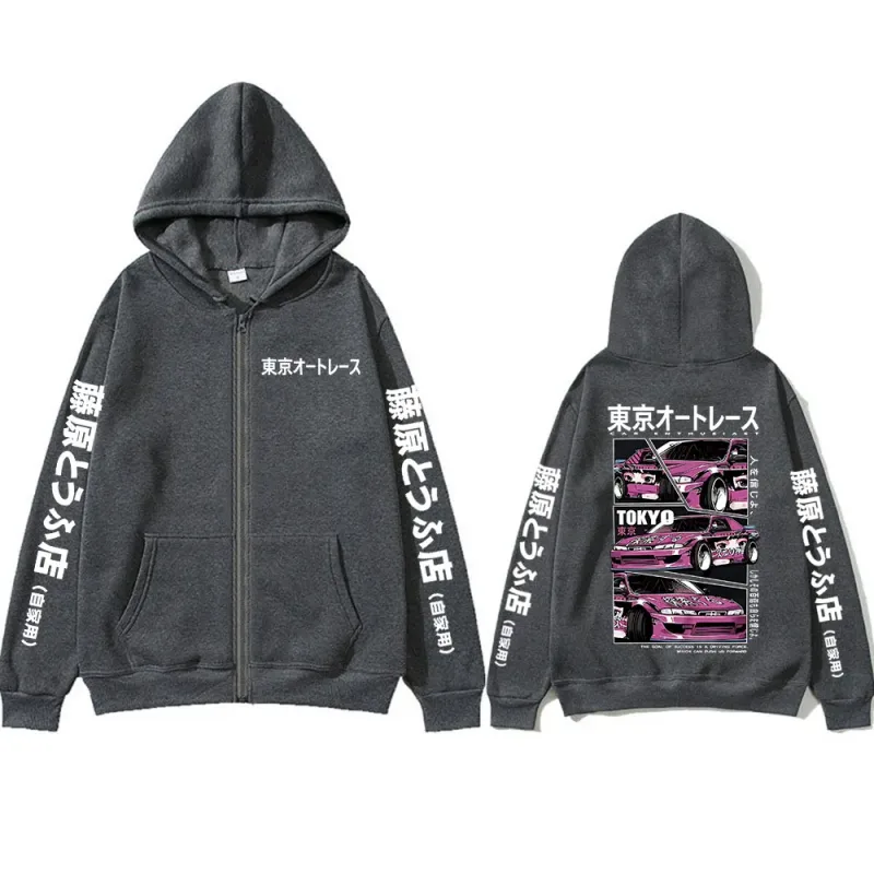 Anime Tokyo Initial D Drift AE86 Takumi Fujiwara JDM Car Zipper Hoodies Men Women Fashion Casual Zip Up Sweatshirts Jackets Coat — image 7