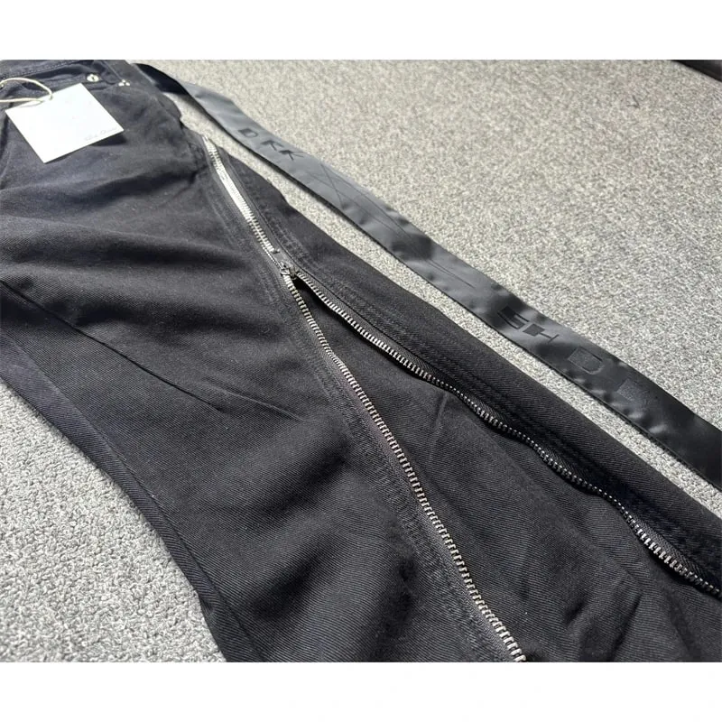High Street RO Style Jeans Pants Men's Five Star Mang Ribbon Rotating Large Zipper Floor Pulling Horn Denim Streetwear Pants — image 3