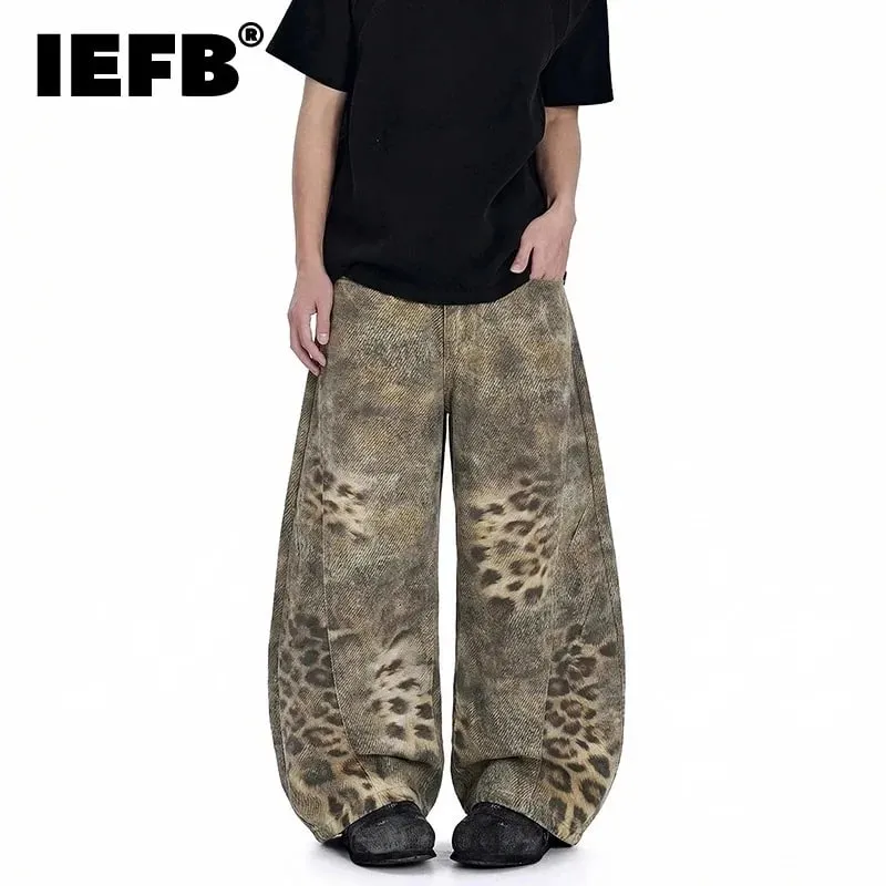 Avant-Garde Men's Jeans Leopard Print Gradient Oversized Wide Leg Fit High Street Loose Casual Denim Long Pants 9X2894 — image 2