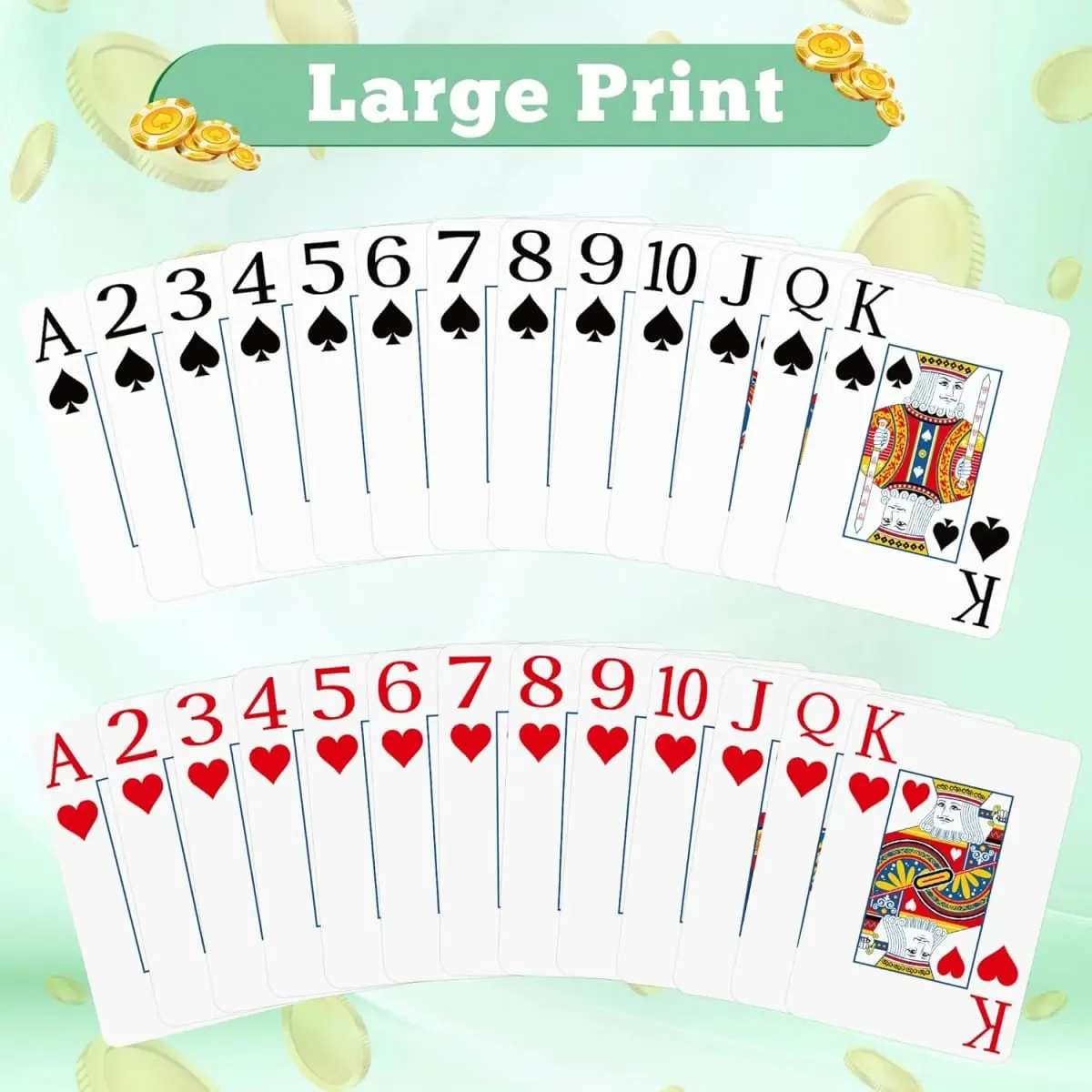 2 Pack Playing Cards | Large Print Playing Cards | Easy to Shuffle Premium Poker Cards for Card Games Family Game Night Table M — image 3