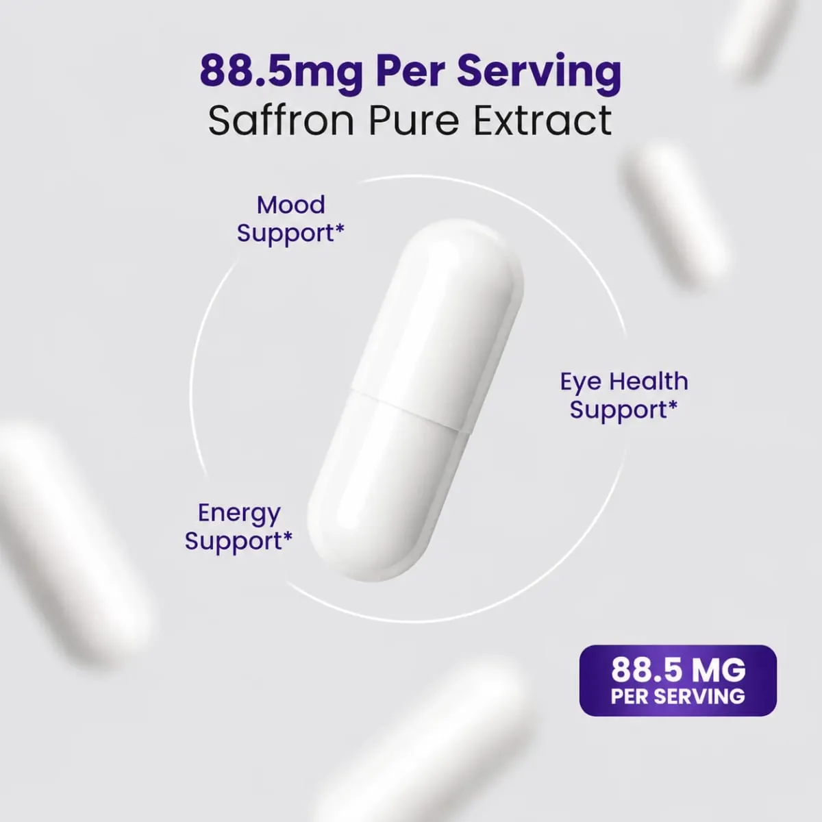 Saffron Extract Capsules 90 Count for Mood Energy and Eye Health Support Vegan Non GMO Gluten Free Dietary Supplement — image 2
